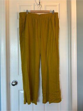 Old Navy Mustard Wide-Leg Linen-Blend Pants